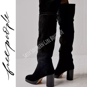 🆕⭐Free People black suede over the knee boots